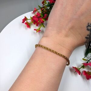 Vintage Gold Plated Twisted Rope Construction Minimalist Bracelet